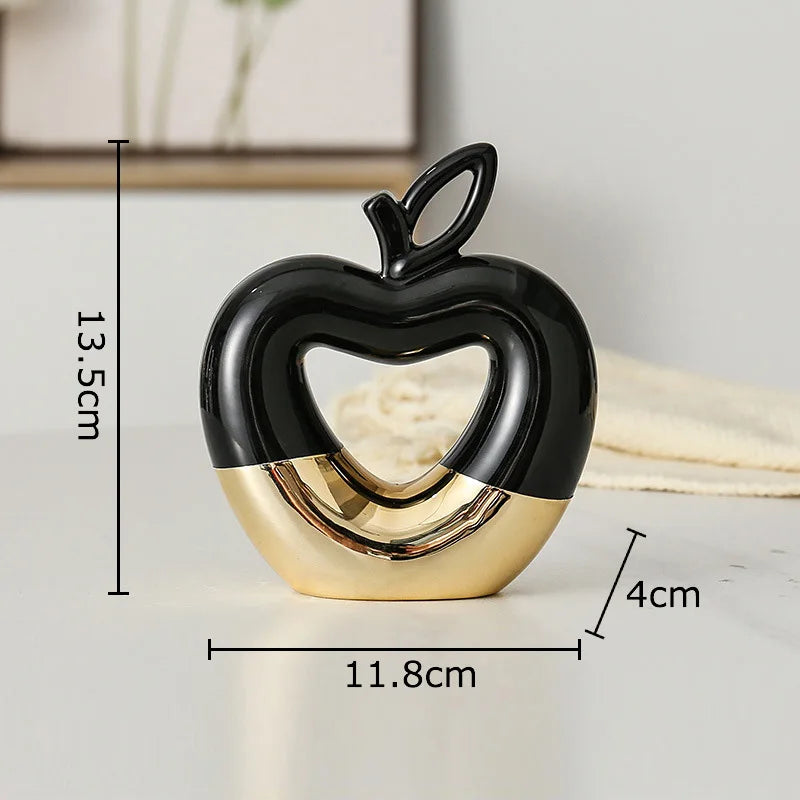 Gold Ceramic Apple Pear Statues