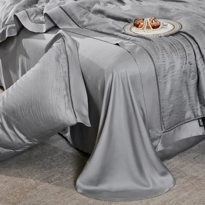 DecorBites™ Eucalyptus Fiber Jacquard Summer Quilt Set with Soft Silky Comforter, Sheet, Pillowcases