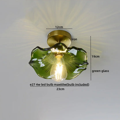 DecorBites™ Green Glass LED Ceiling Lamp for Home Living Room and Hallway Lighting