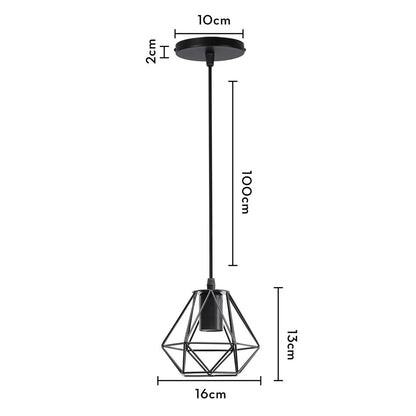 DecorBites™ Industrial Iron Cage Pyramid Pendant Lamp for Kitchen Bedroom Living Room