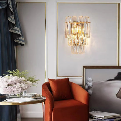 DecorBites™ Crystal LED Wall Lamp: Minimalist Luxury Lighting for Living Room TV Background