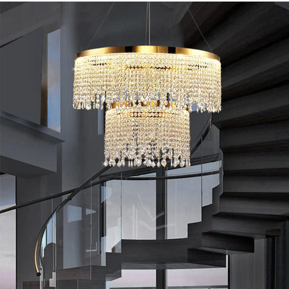 DecorBites™ Crystal Waterfall Chandelier for Foyer Dining Room Hotel Home Decor