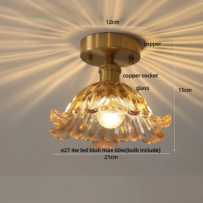 DecorBites™ Green Flower Glass LED Ceiling Light Fixture - Nordic Modern Design