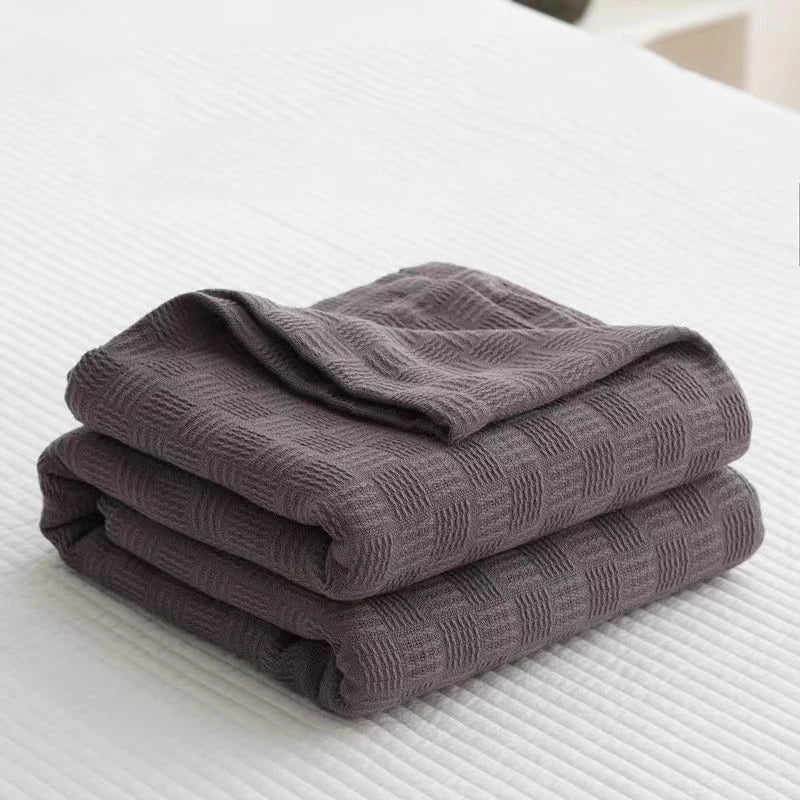 DecorBites™ Cotton Waffle Towel Quilt Single Blanket for Office & Picnics