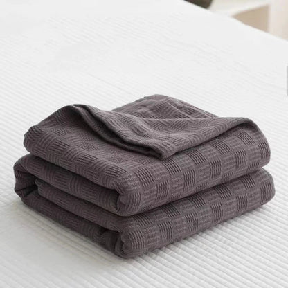 DecorBites™ Cotton Waffle Towel Quilt Single Blanket for Office & Picnics