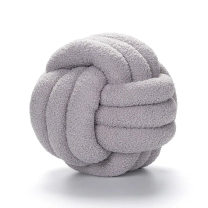DecorBites™ Handmade Knotted Boucle Circle Plush Pillow Brown