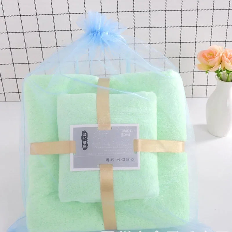 DecorBites™ Coral Velvet Bath Towel Set, 2pcs Soft Absorbent Fast Drying Towels