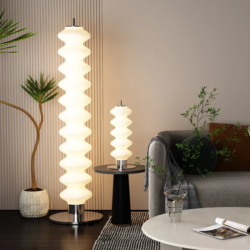 DecorBites™ Gourd Glass Floor Lamp: Nordic Design LED Night Light for Bedroom and Living Room