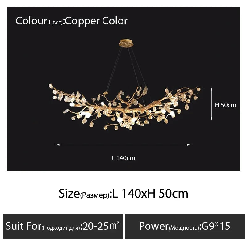DecorBites™ Crystal Branch Ceiling Chandelier | Indoor Dining Living Room Light Fixture