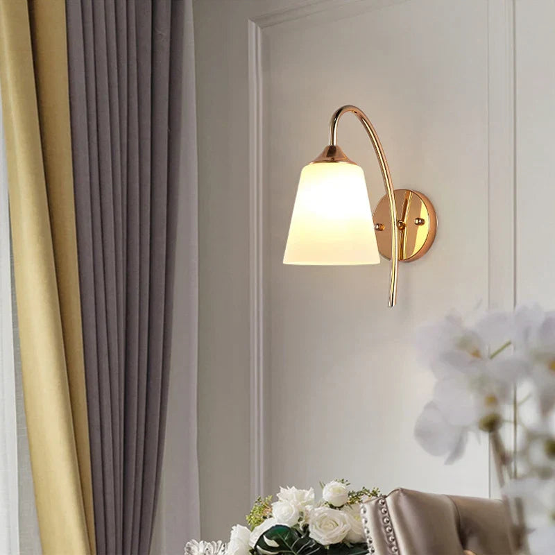 Gold Glass Wall Sconce European Style Bedroom