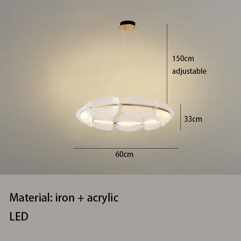 DecorBites™ Gold Ring White Acrylic Pendant Light for Parlor Dining Room