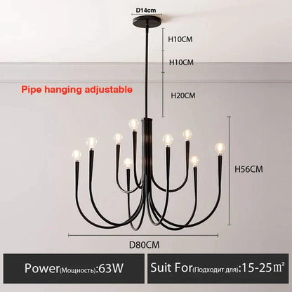 DecorBites™ Gold Chandelier: Modern Nordic Metal LED Lighting for Living Room, Kitchen, and Restaurant