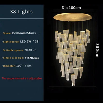 DecorBites™ LED Art Acrylic Pendant Light for Modern Luxury Staircase Chandelier