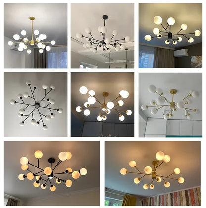 DecorBites™ Gold Black LED Ceiling Chandelier for Living Room Bedroom Lighting Fixtures