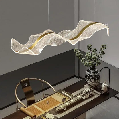 DecorBites™ Acrylic Ribbon LED Pendant Chandelier - Designer Dining Room Hanging Lamp