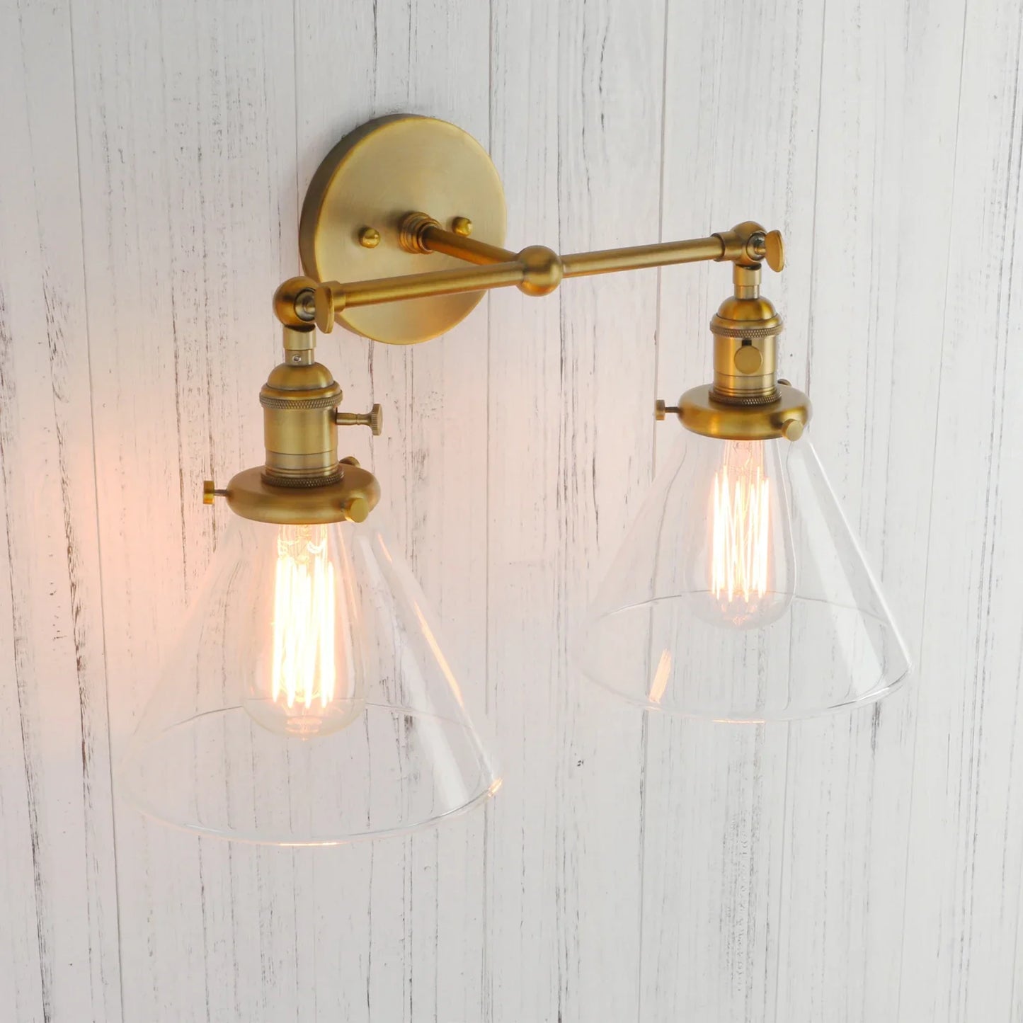 DecorBites™ Funnel Glass Wall Sconce Light Fixture for Bedroom and Loft Decor