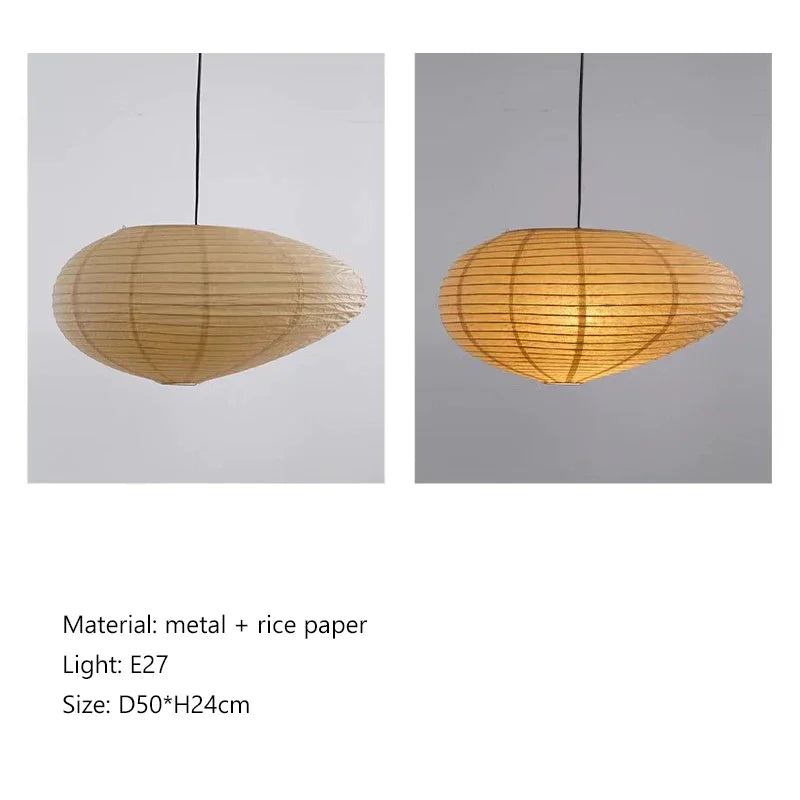 Rice Paper Pendant Light Handcrafted Beige