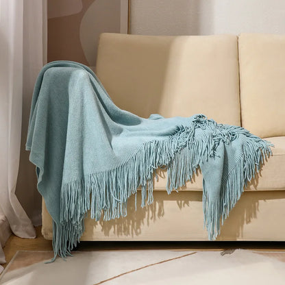 DecorBites™ Knitted Nordic Sofa Blanket - Soft Wool Blend Bed End Towel for Hotel Bedroom Decor
