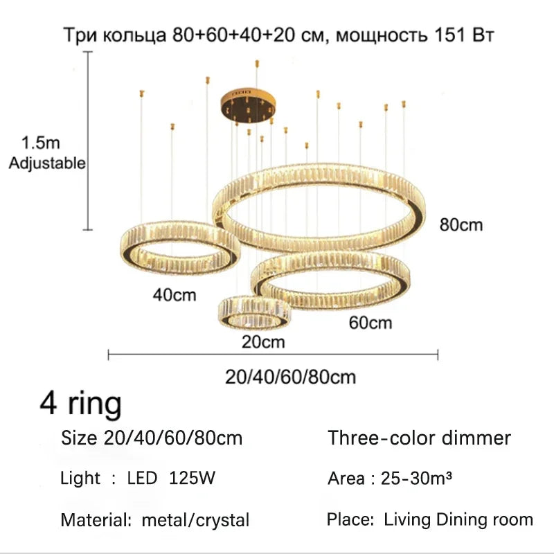 Gold Crystal Halo Chandelier