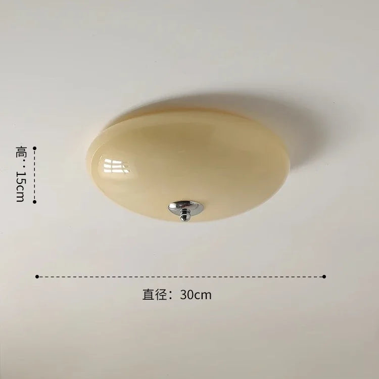 DecorBites™ Cream Glass Round Ceiling Lights | Modern LED Indoor Lighting | Bedroom Study Balcony Lighting