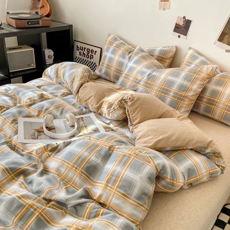 Check Cotton Duvet Set