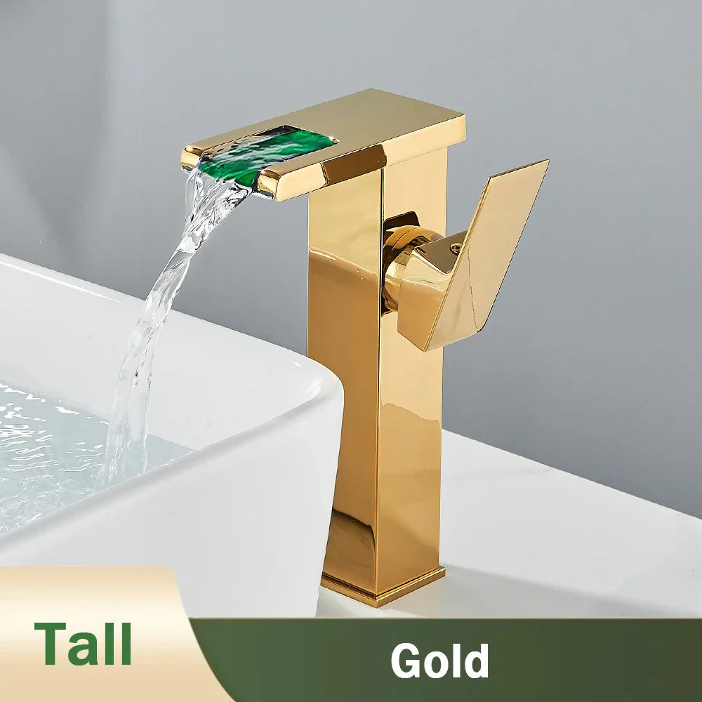 Black Waterfall Basin Faucet With Hydroelectric Mixer