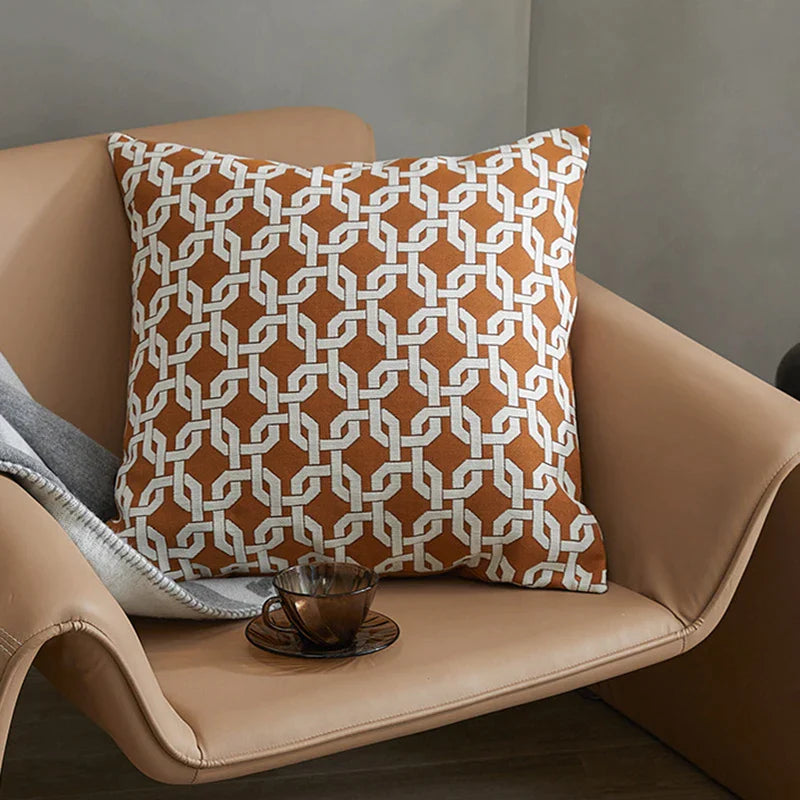 DecorBites™ Jacquard Crochet Pillow Covers in Yellow-brown for Elegant Home Decor