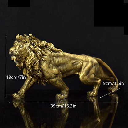 DecorBites™ Golden Lion King Figurine: Modern Office & Home Decor Statue