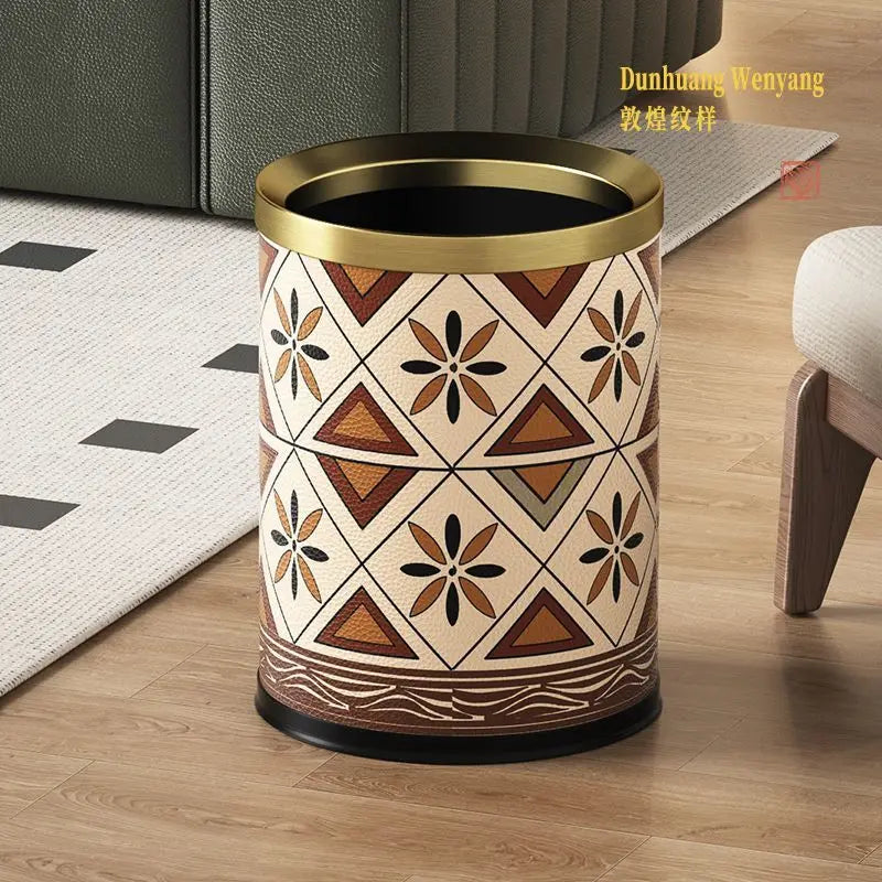 Leather Metal Trash Bin