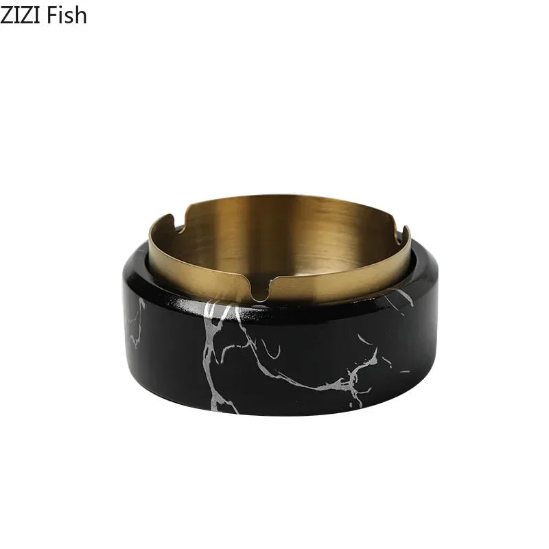 DecorBites™ Gold Plated Marble Texture Ashtray - Smoking Accessories Weed Tray