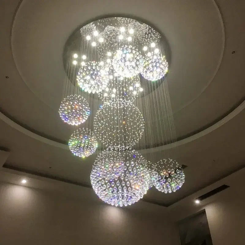 DecorBites™ Crystal Ball LED Chandelier: Modern Luxury Pendant Lighting for Living Room