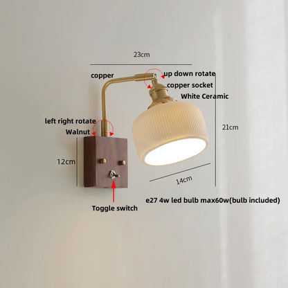 DecorBites™ Clear Glass LED Wall Lights Modern Wood Walnut Copper Stair Fixture