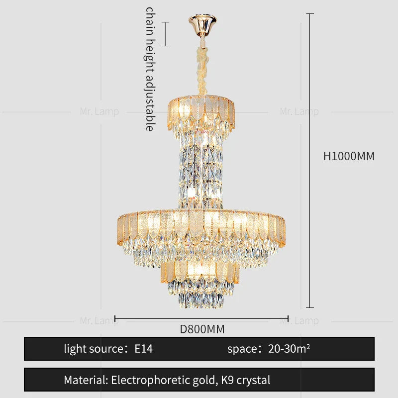 DecorBites™ Crystal Chandelier: Postmodern Multi-layer Luxury for Living Room, Hotel Lobby, and Villa