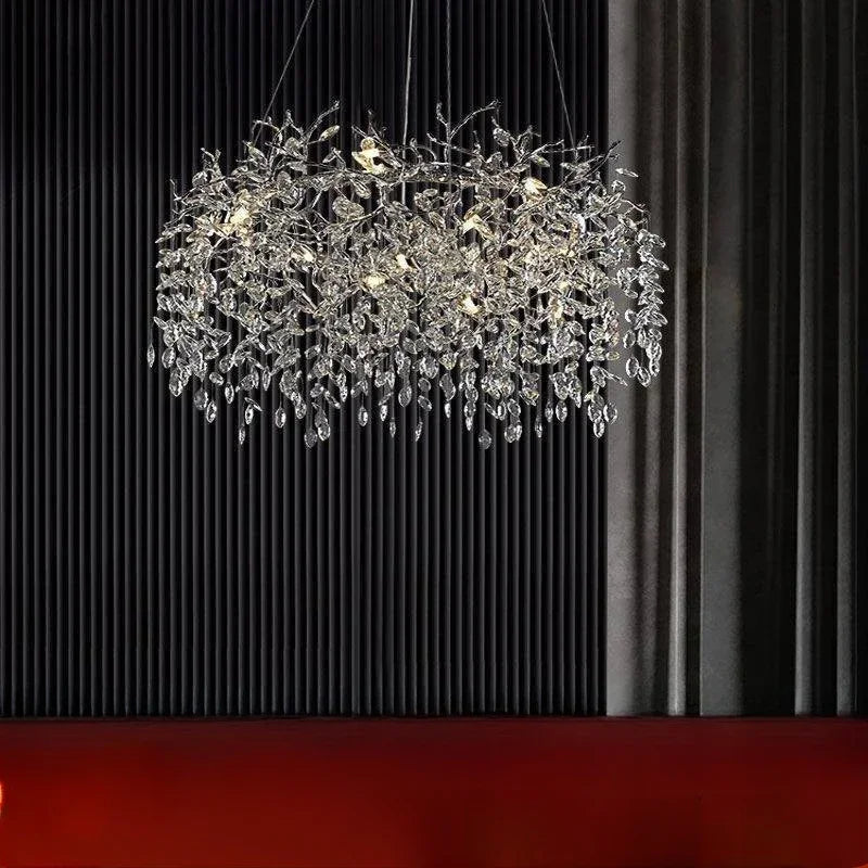Gold Crystal Tree Chandelier 9-Light Aluminum