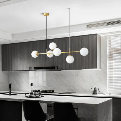 DecorBites™ Glass Ball LED Pendant Light in Golden Finish for Modern Home Decor.