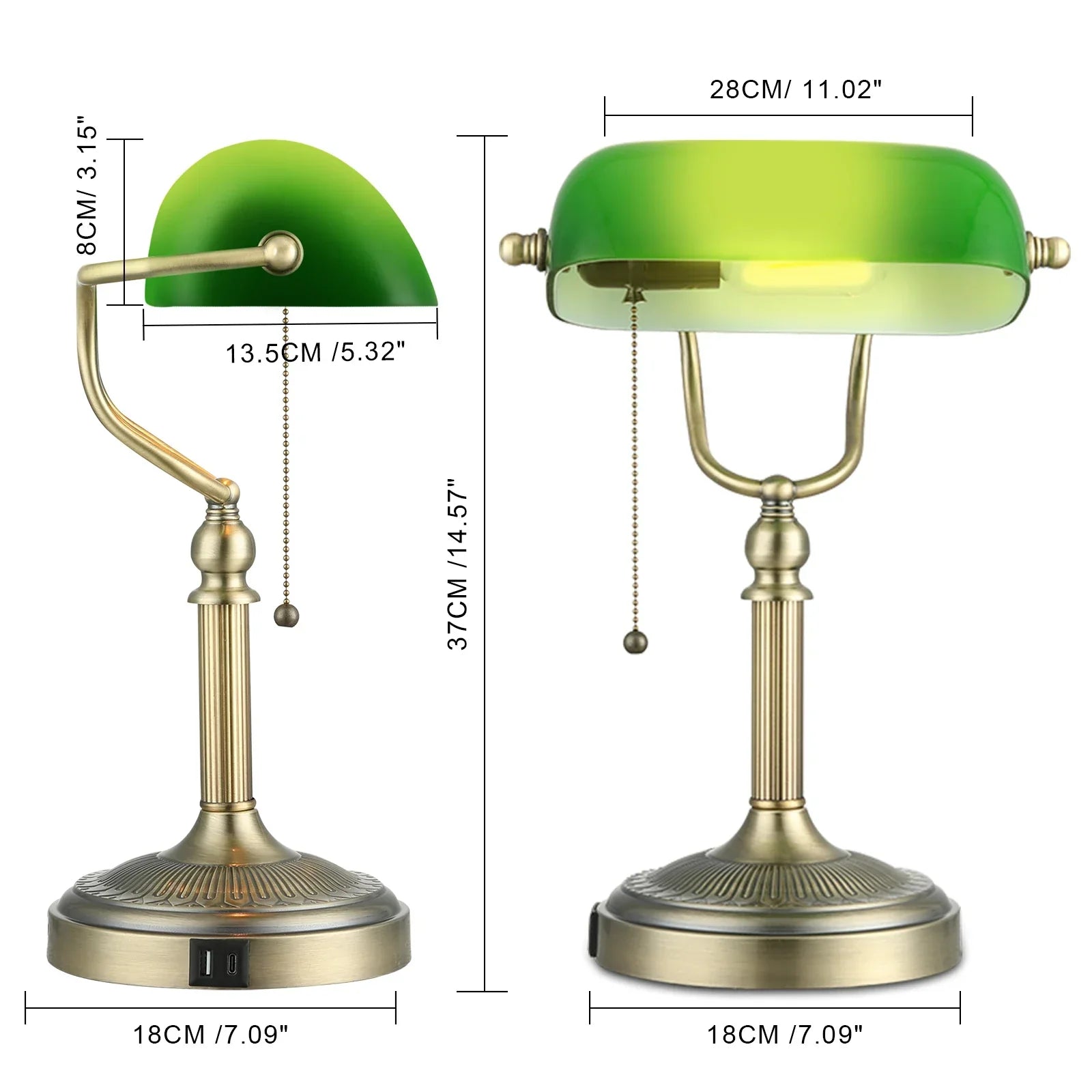 Green Glass Bankers Lamp