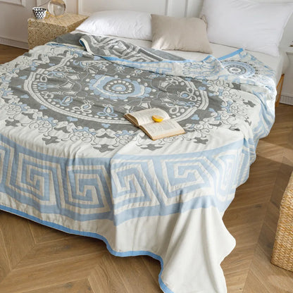 DecorBites™ Cotton Gauze Summer Blanket, Soft Breathable Single Double Bed Nap Blanket