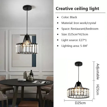 DecorBites™ Crystal LED Pendant Light: Retro Gold Lampshade for Living Room, Bedroom, Dining Room