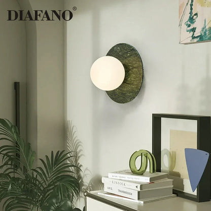DecorBites™ Green Marble LED Wall Lamp for Luxury Living Room Decor