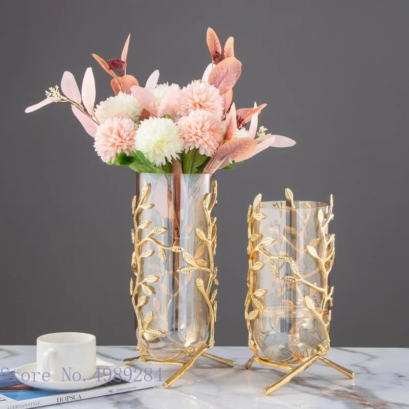 Gold Frame Glass Vase