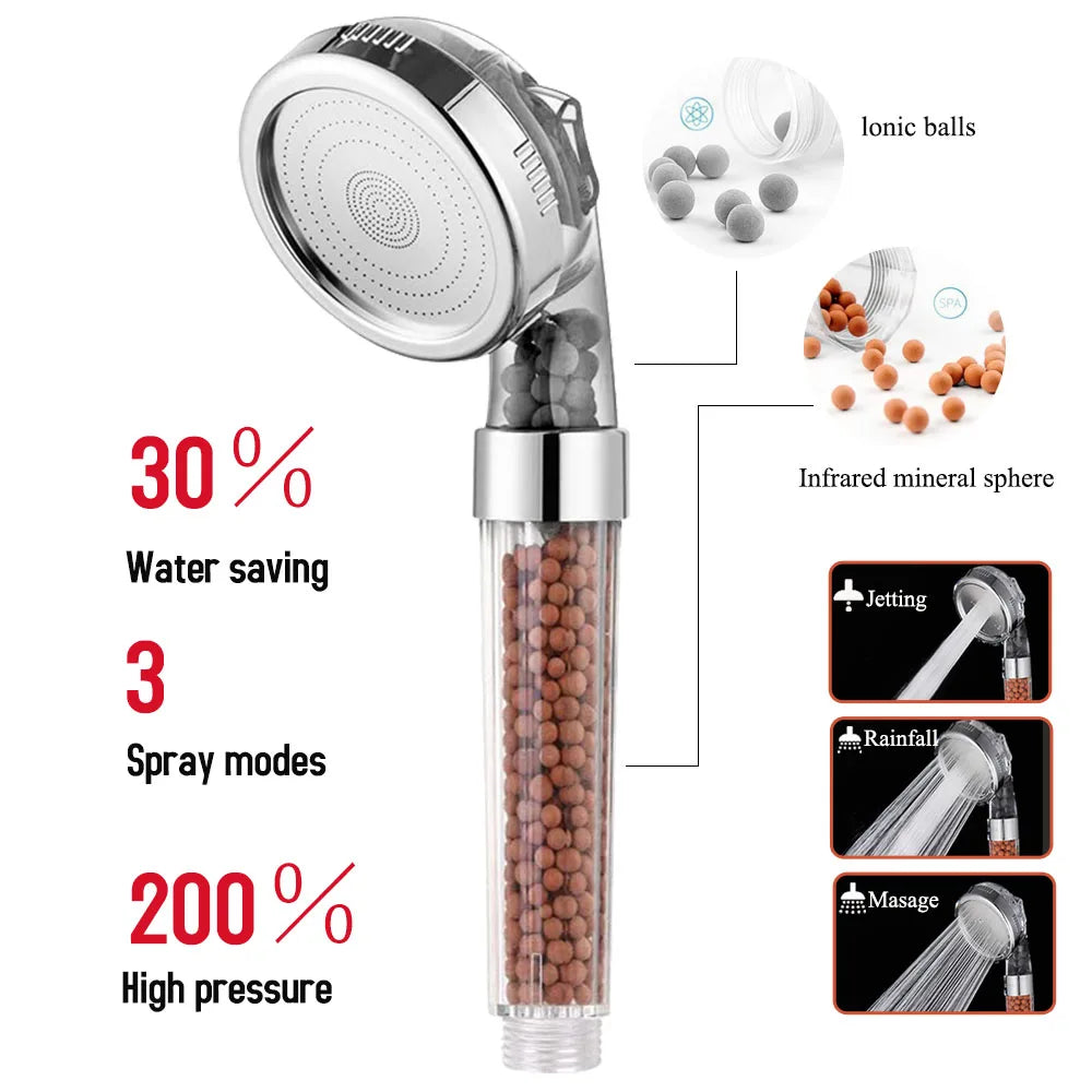 Chrome Spa Anion Shower Head