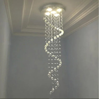 DecorBites™ Crystal Pendant Chandelier for Staircase Hotel Bedroom Hanging Lamp
