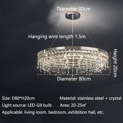 DecorBites™ Crystal Circle LED Chandelier for Modern Luxury Living Room Decor