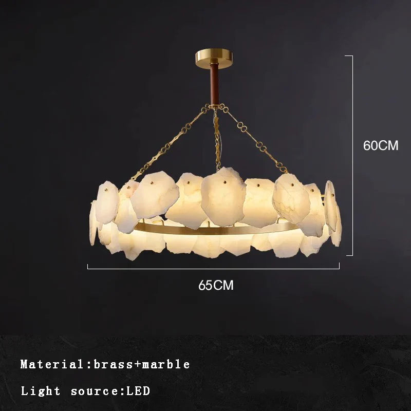 DecorBites™ Brass Marble Ceiling Chandelier: Modern Living Room Dining Table Hanging Lamp