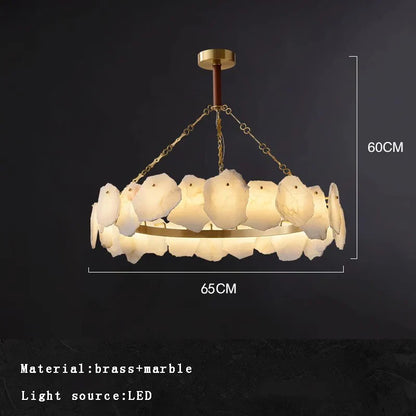 DecorBites™ Brass Marble Ceiling Chandelier: Modern Living Room Dining Table Hanging Lamp