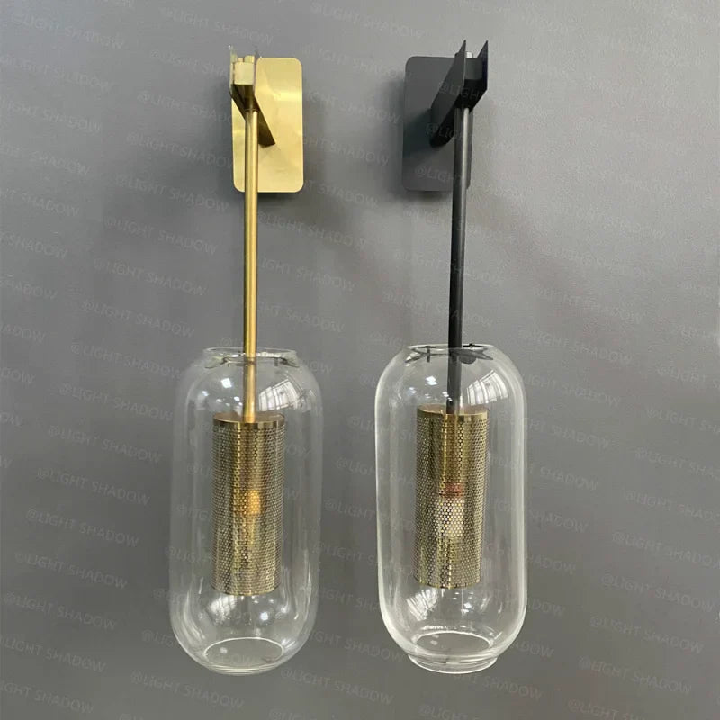 Gold Glass Bathroom Sconce With Clear Shades