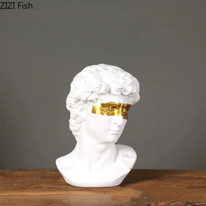 DecorBites™ Gold David Statue Resin Sculpture Artwork Ornament for Living Room
