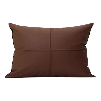 DecorBites™ Geometric Brown Leather Splicing Throw Pillow Cover 45x45cm Luxe Square Cushion Case