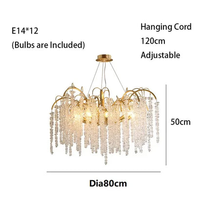 DecorBites™ Gold Glass LED Crystal Chandeliers for Luxe Dining Room Decor