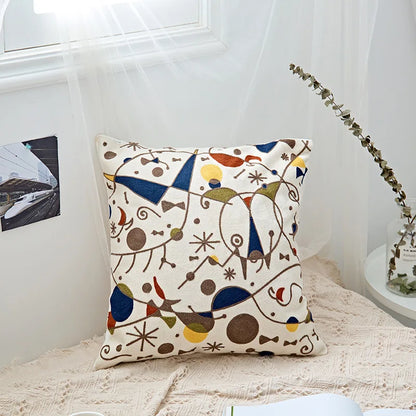 DecorBites™ Geometric Embroidery Cushion Cover 45x45cm Black Grey Soft Cozy for Home Decor